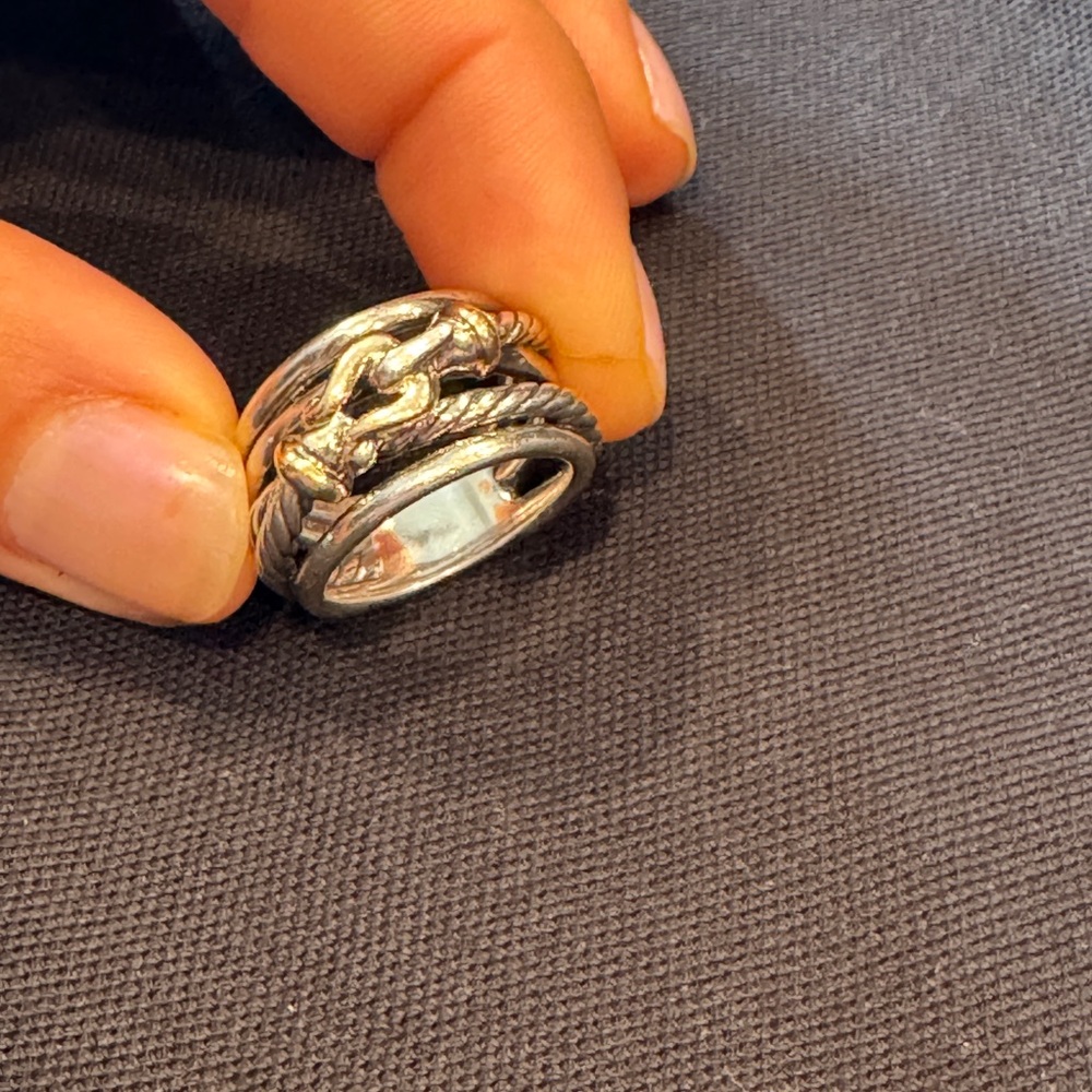David Yurman buckle ring silver 925 women band size 7.5